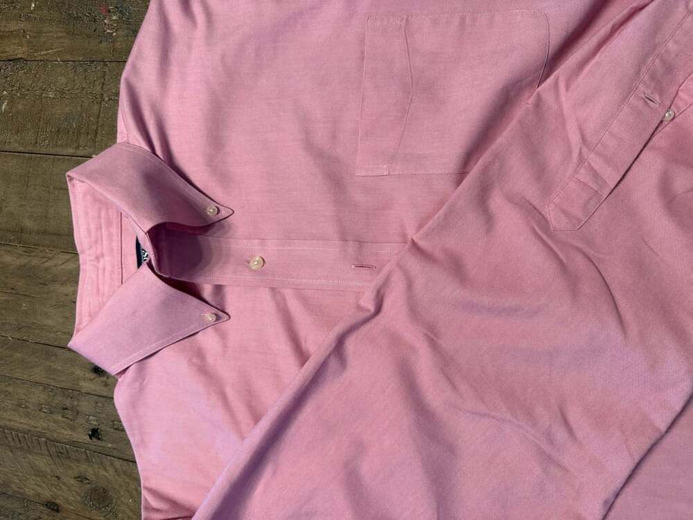 Lands' End Oxford Shirt Size 16-33 Pink Long Sleeve Button Down